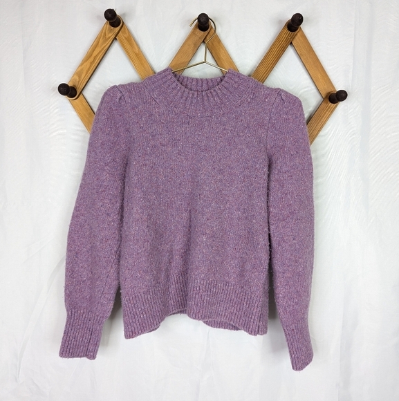 Faherty Boone Merino Wool Blend Puff Sleeve Sweater - Picture 2 of 8